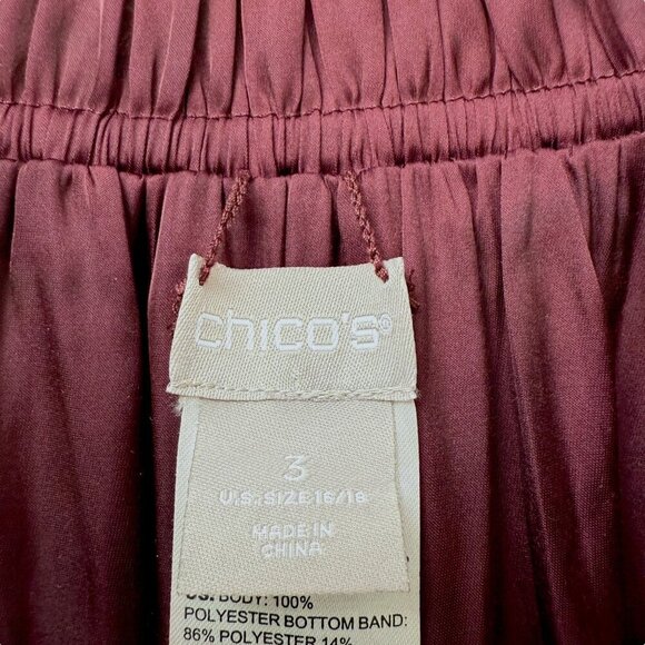 CHICO'S Floral Bomber Jacket XL (Chicos 3) Cream Red Reversible Zip Front Satin - Picture 6 of 15